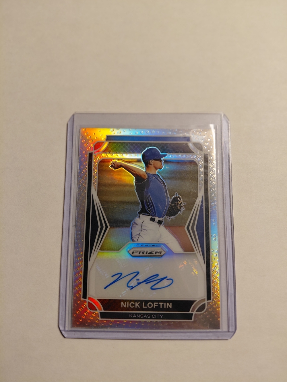 Nick Loftin Kansas City Autograph Baseball Card - Silver Holographic